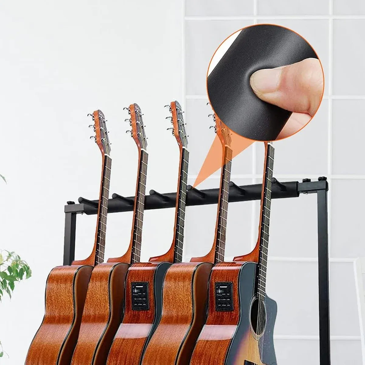 Multi Guitar Stand Guitar Rack Padded Folding Design Hold 3/5 Guitars Adjustable - 5 Guitar Stand