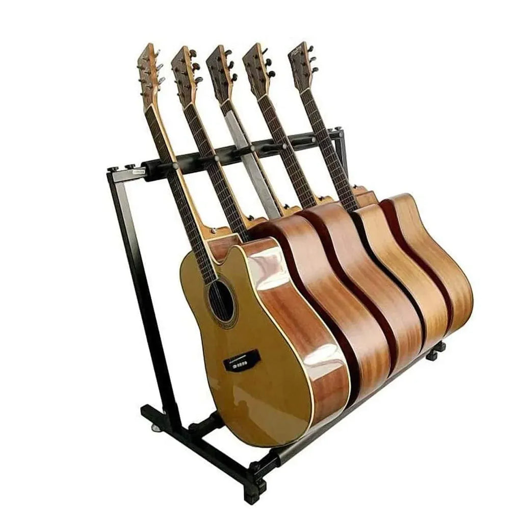 Multi Guitar Stand Guitar Rack Padded Folding Design Hold 3/5 Guitars Adjustable - 5 Guitar Stand