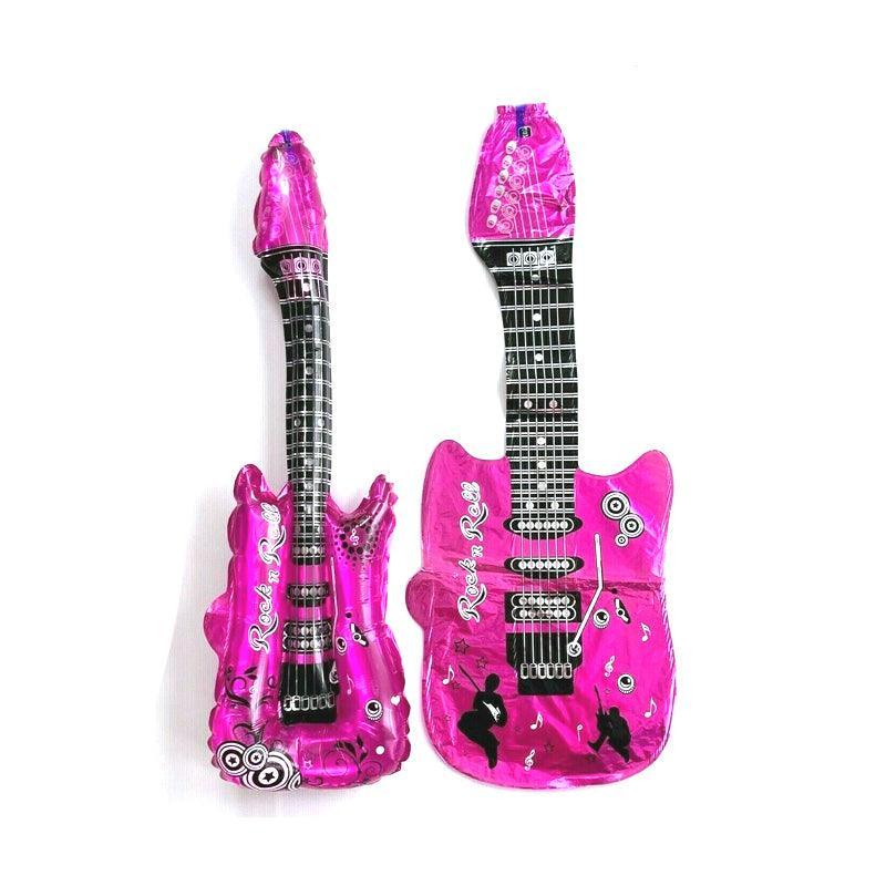 Guitar Foil Balloon Air Fill Rock and Roll Music Party Wedding Birthday Decoration - Rose Red