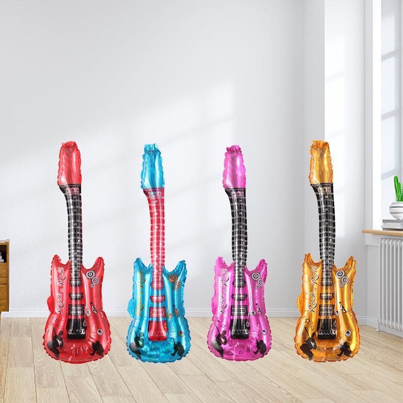 Guitar Foil Balloon Air Fill Rock and Roll Music Party Wedding Birthday Decoration - Red
