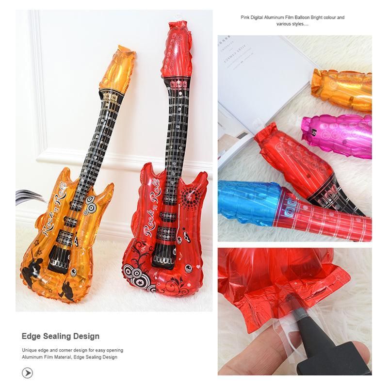 Guitar Foil Balloon Air Fill Rock and Roll Music Party Wedding Birthday Decoration - Red
