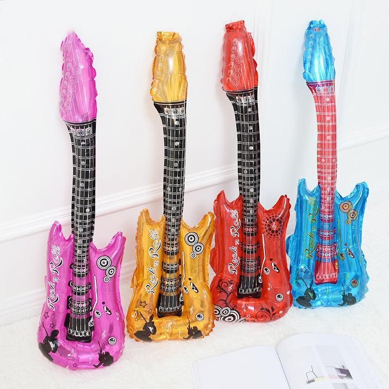 Guitar Foil Balloon Air Fill Rock and Roll Music Party Wedding Birthday Decoration - Red