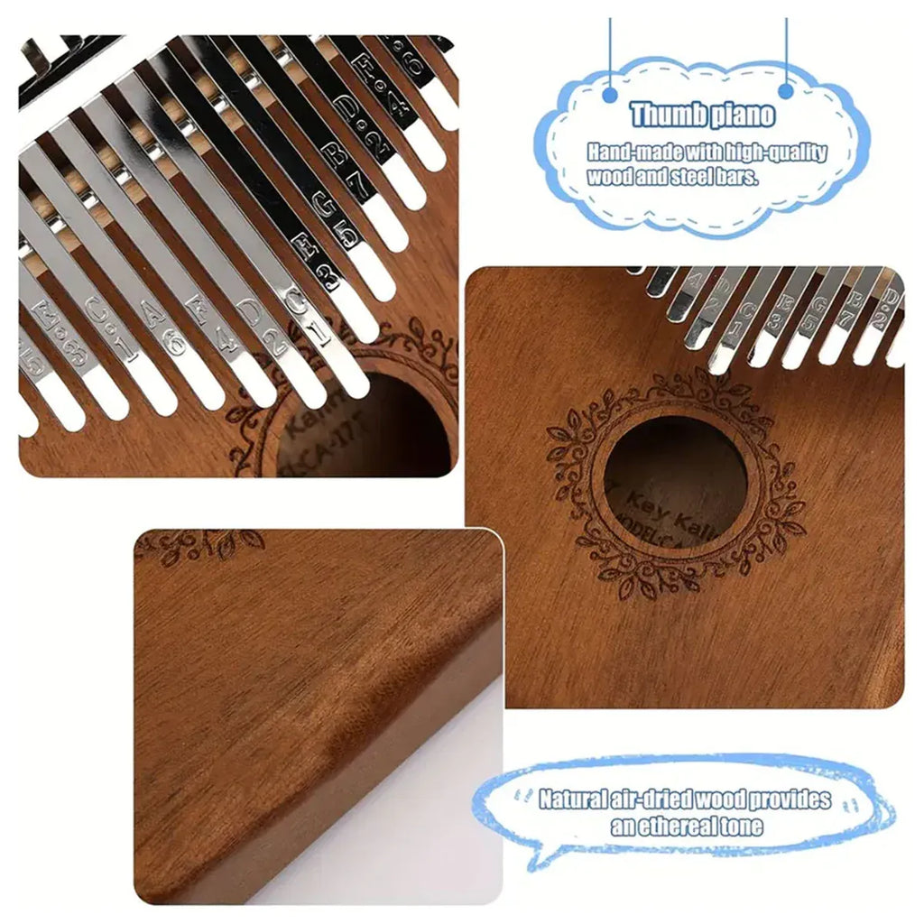 17-Tone Kalimba Thumb Piano Finger Piano with Kabarin Wooden Box Music Instrument