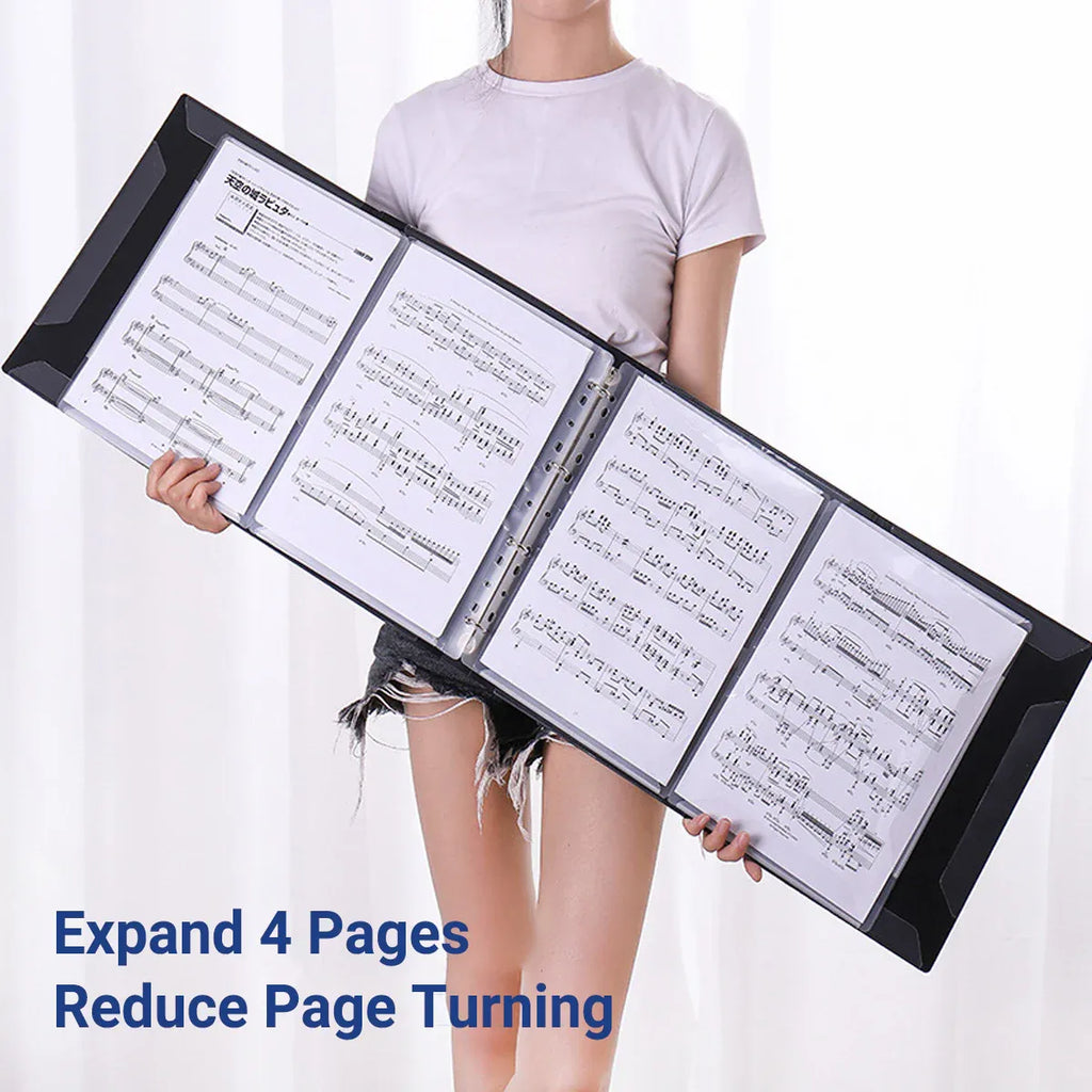 A4 Piano 4 Page Music Sheet Folder Binder Replaceable Inner Core Durable Use