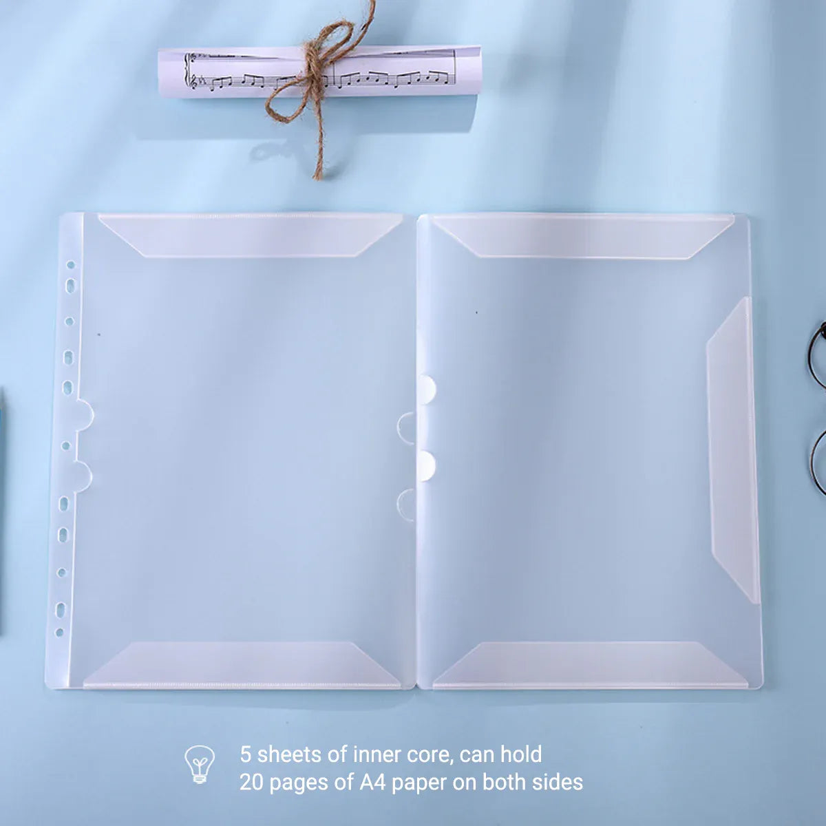 A4 Piano 4 Page Music Sheet Folder Binder Replaceable Inner Core Durable Use