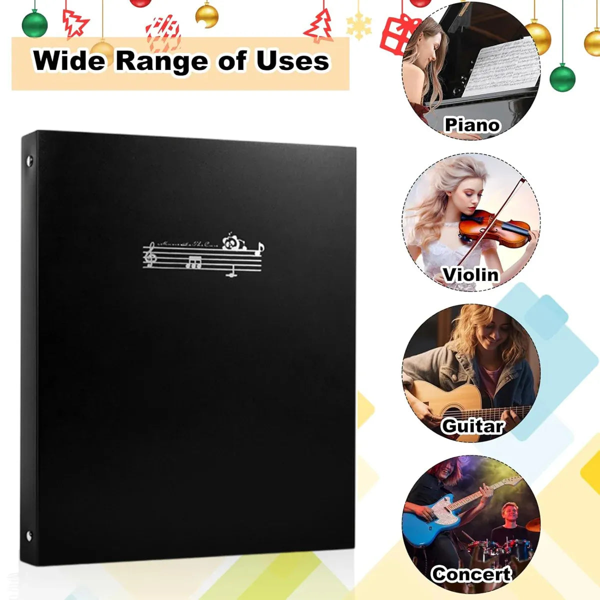 A4 Piano 4 Page Music Sheet Folder Binder Replaceable Inner Core Durable Use
