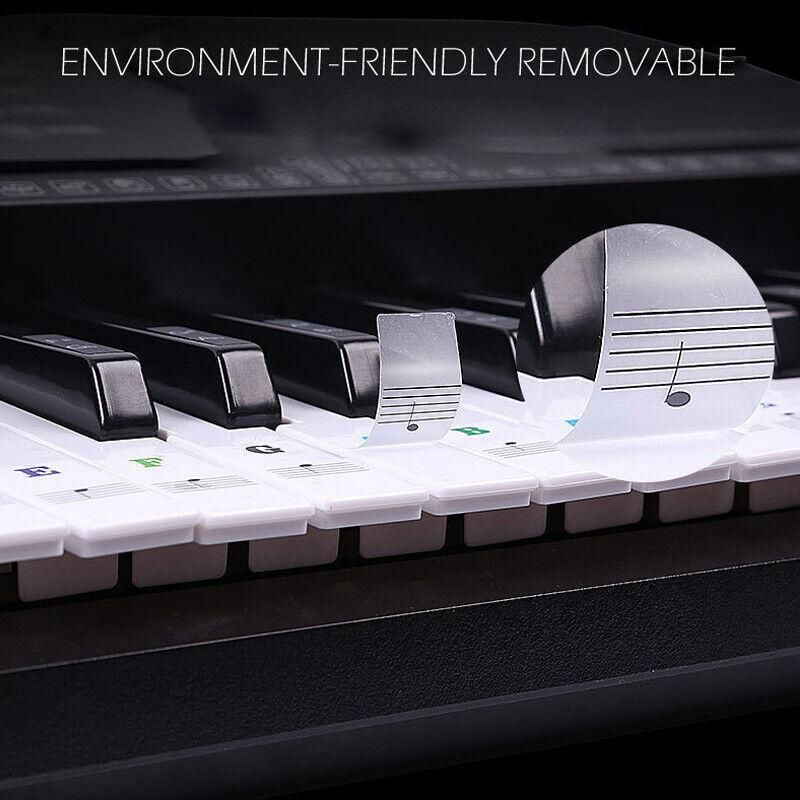 Transparent Keyboard Piano Stickers 88/61/54/49/37 Keys Sticker Note For Learner - Colourful