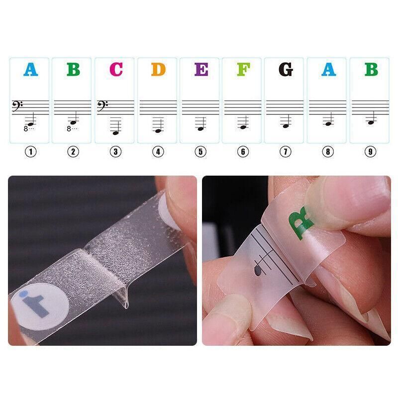 Transparent Keyboard Piano Stickers 88/61/54/49/37 Keys Sticker Note For Learner - Colourful
