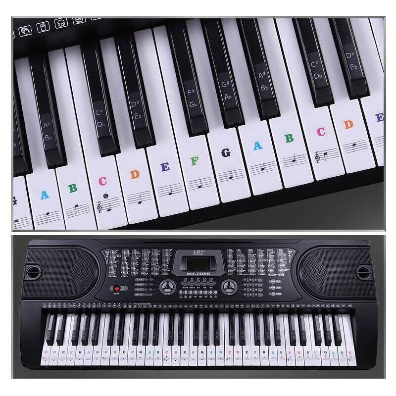 Transparent Keyboard Piano Stickers 88/61/54/49/37 Keys Sticker Note For Learner - Colourful