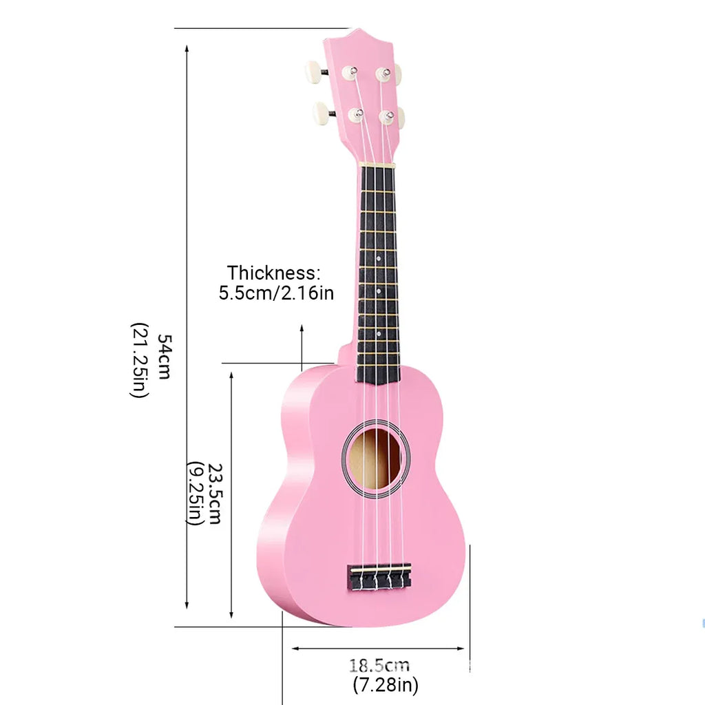 21 Inch Ukulele Beginner 4 String Small Guitar Easy To Learn Clear Sound Use - Black