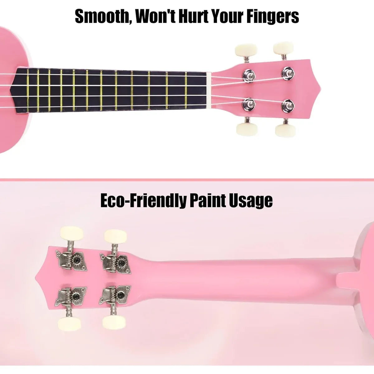 21 Inch Ukulele Beginner 4 String Small Guitar Easy To Learn Clear Sound Use - Black