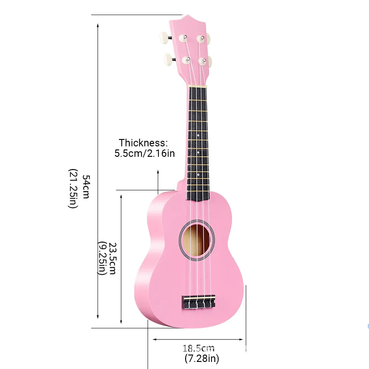 21 Inch Ukulele Beginner 4 String Small Guitar Easy To Learn Clear Sound Use - Pink