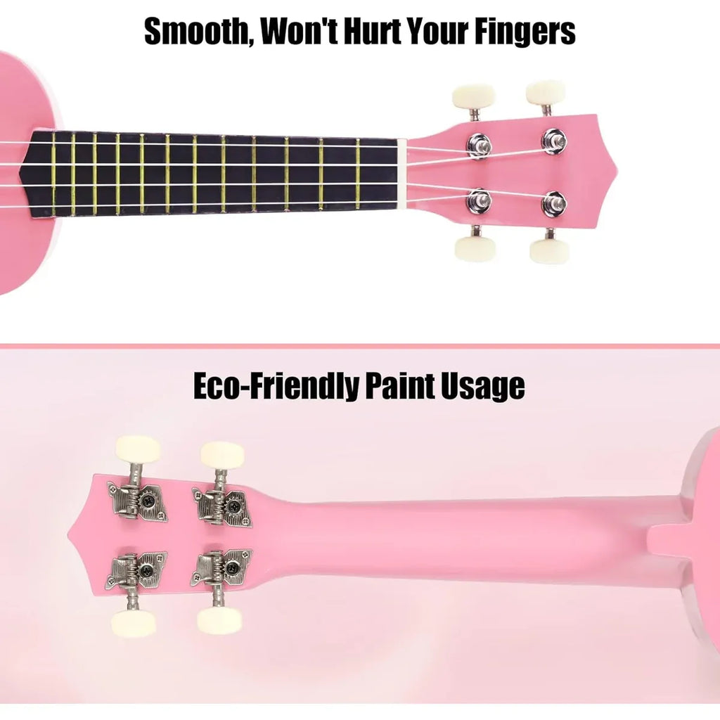21 Inch Ukulele Beginner 4 String Small Guitar Easy To Learn Clear Sound Use - Pink