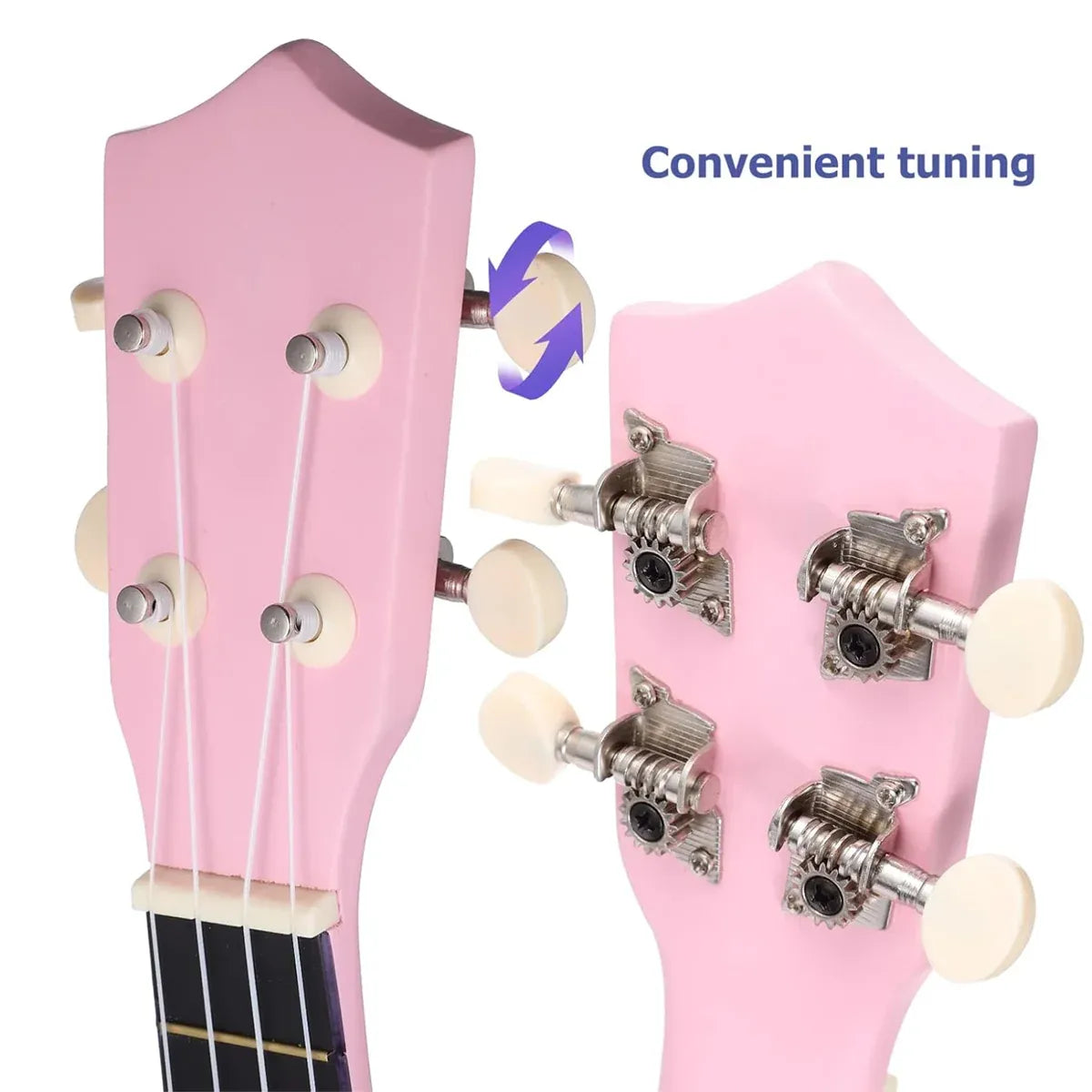21 Inch Ukulele Beginner 4 String Small Guitar Easy To Learn Clear Sound Use - Pink