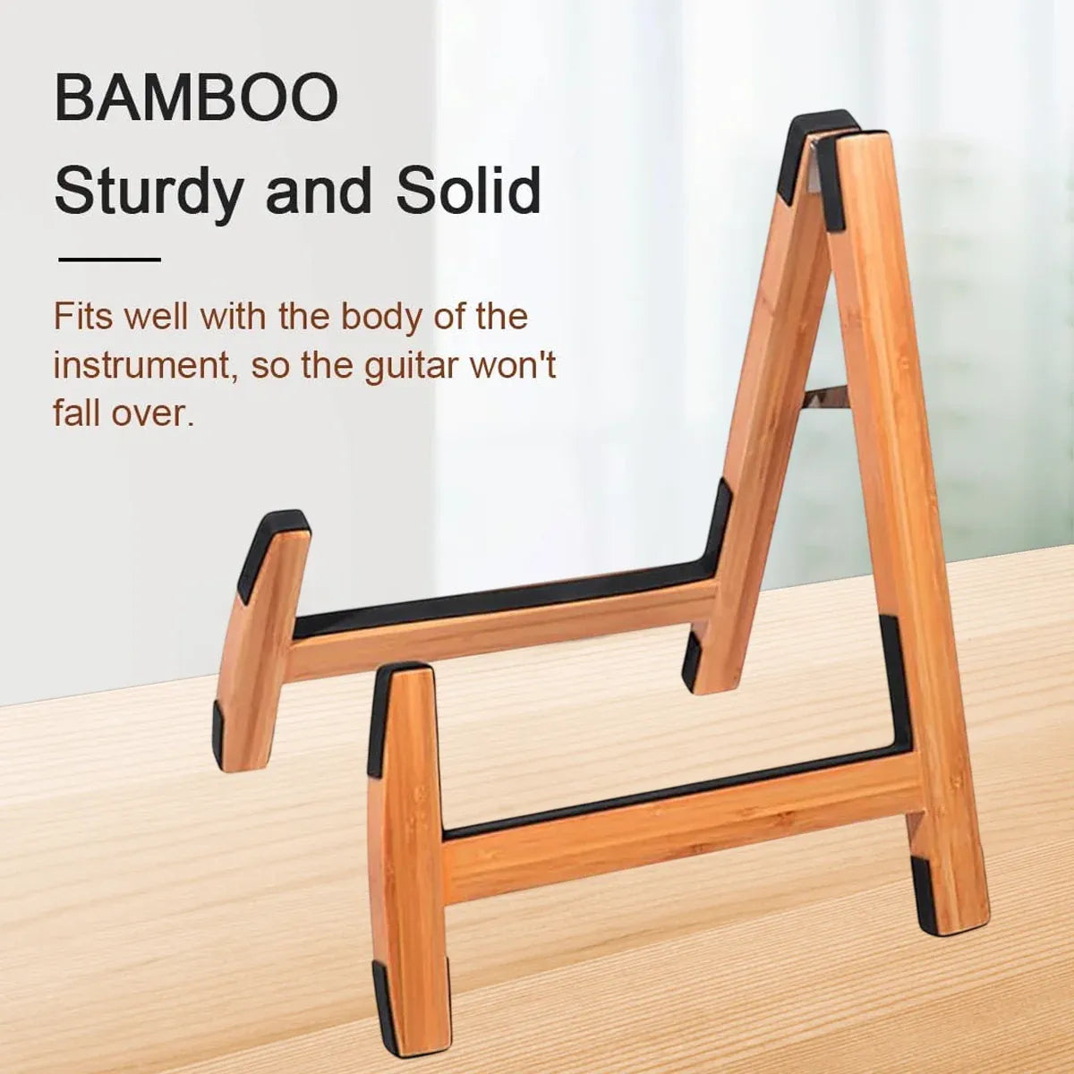 Bamboo Guitar Stand Foldable Adjustable Non Slip Multi Instrument A Frame 35cm