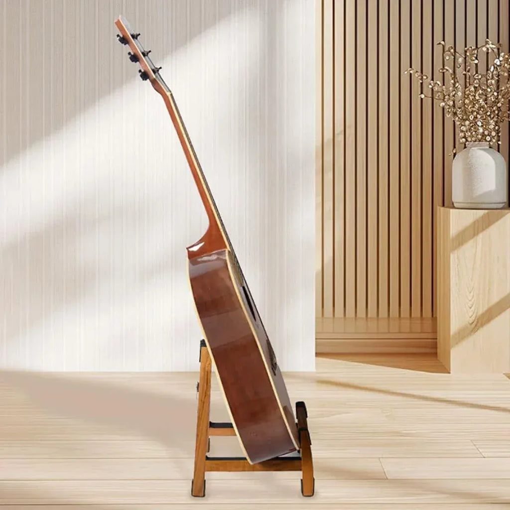 Bamboo Guitar Stand Foldable Adjustable Non Slip Multi Instrument A Frame 35cm