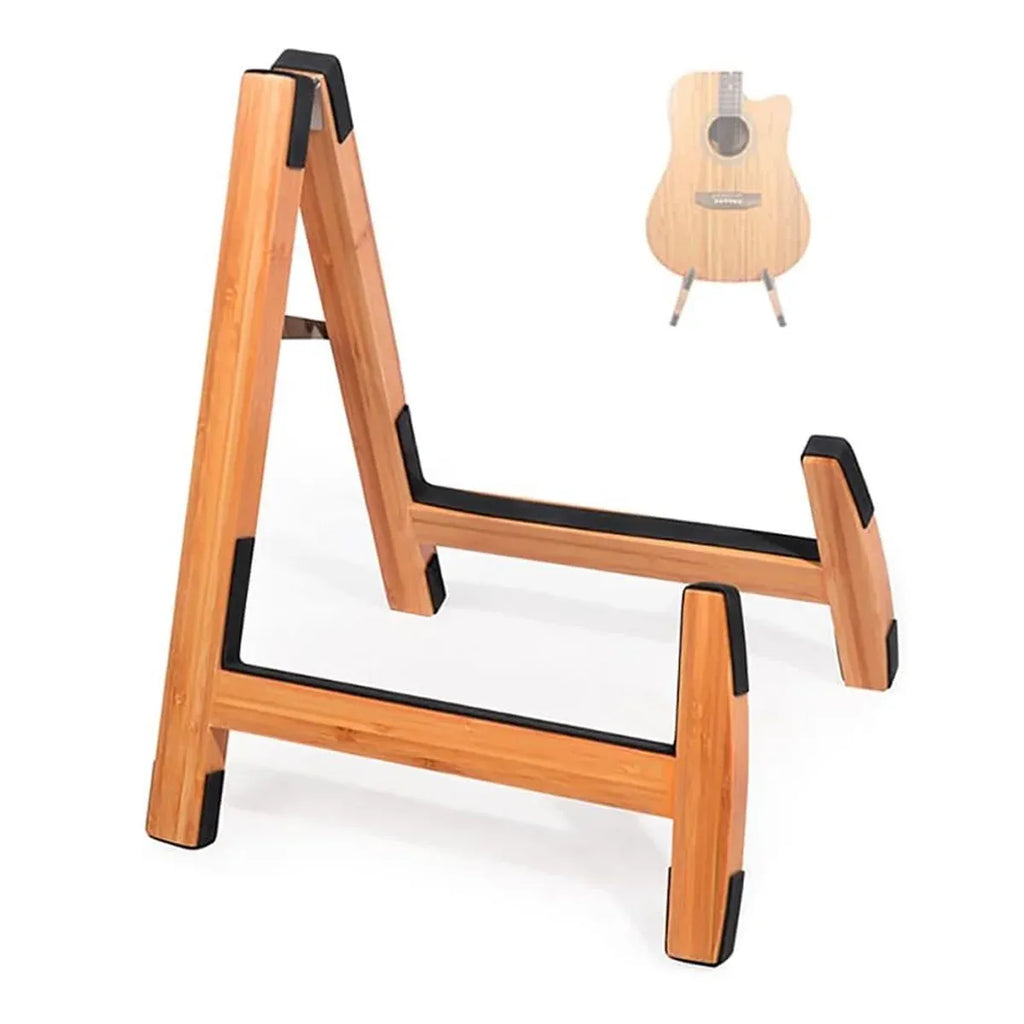 Bamboo Guitar Stand Foldable Adjustable Non Slip Multi Instrument A Frame 35cm