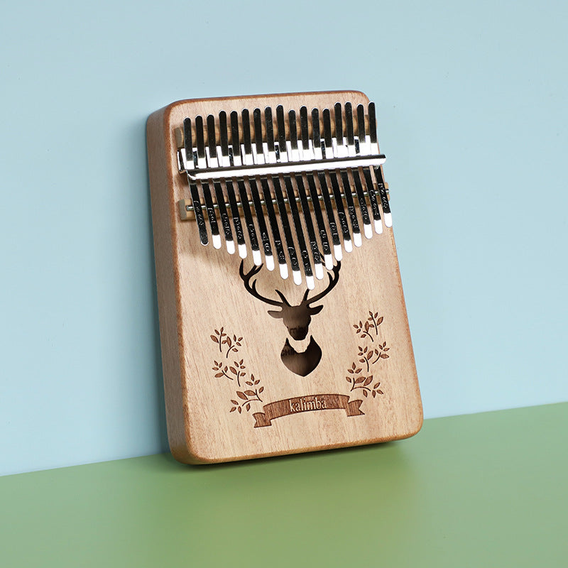 Natural-color forest deer 17 Key Kalimba Thumb Piano Solid Wood Portable Finger Piano for Beginners and Music Lovers Includes Tuning Kit and Bag for Australian Lifestyle