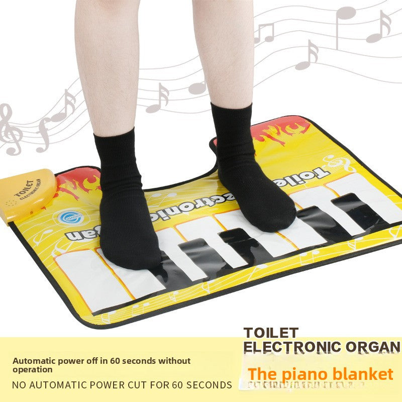 Yellow Electronic Toilet Piano Mat - Funny Musical Floor Keyboard for Bathroom Entertainment - Novelty Gag Gift & Potty Training Toy - Waterproof & Non-Slip - Fits Standard Toilets