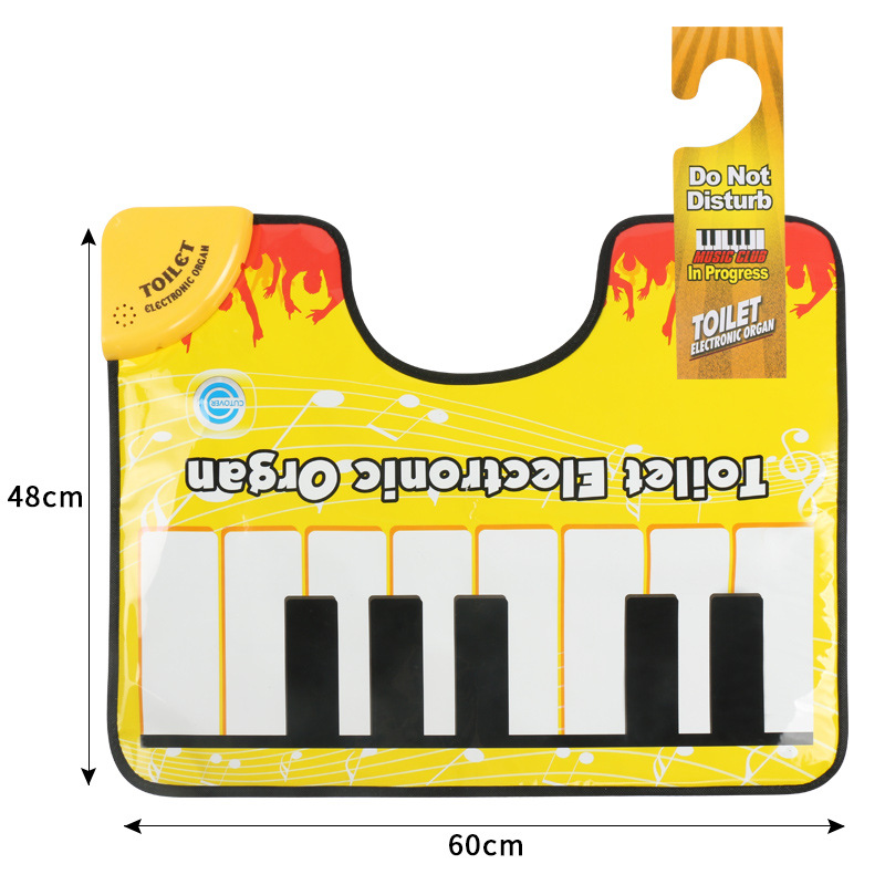 Yellow Electronic Toilet Piano Mat - Funny Musical Floor Keyboard for Bathroom Entertainment - Novelty Gag Gift & Potty Training Toy - Waterproof & Non-Slip - Fits Standard Toilets