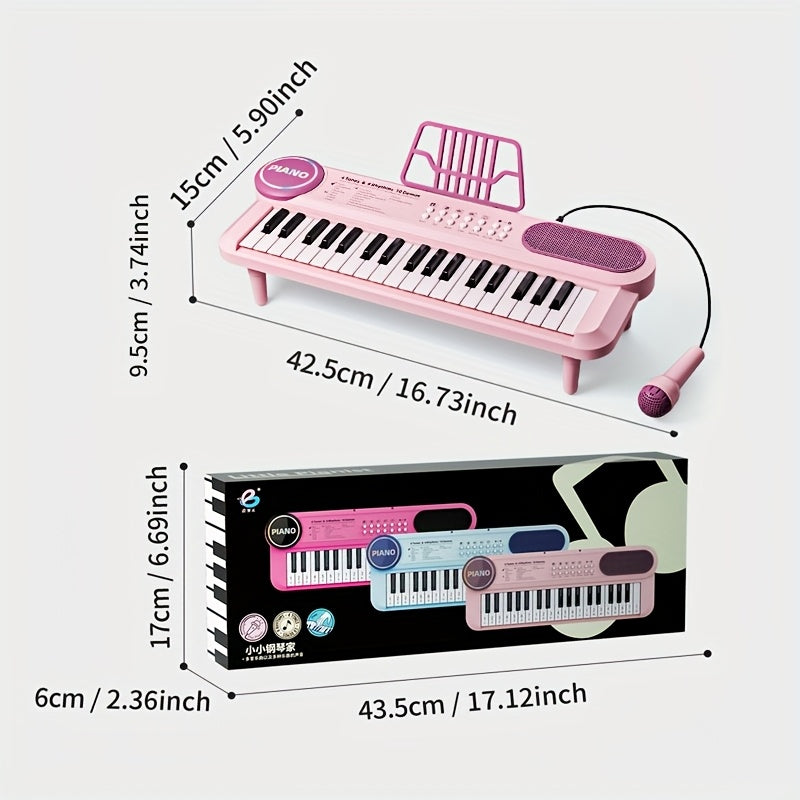 Portable Kids' Electronic Piano with Sheet Music and Microphone - Professional 37-Key Tactile Feedback, Support Recording & Multiple Performance Modes, Beginner-Friendly & Durable Musical Toy(Rose Red)